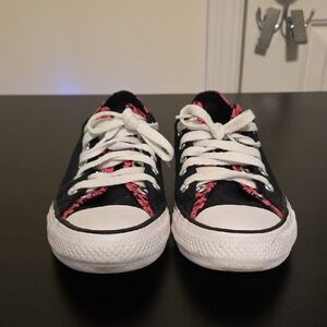 Converse Black Canvas Sneakers with Pink Accent